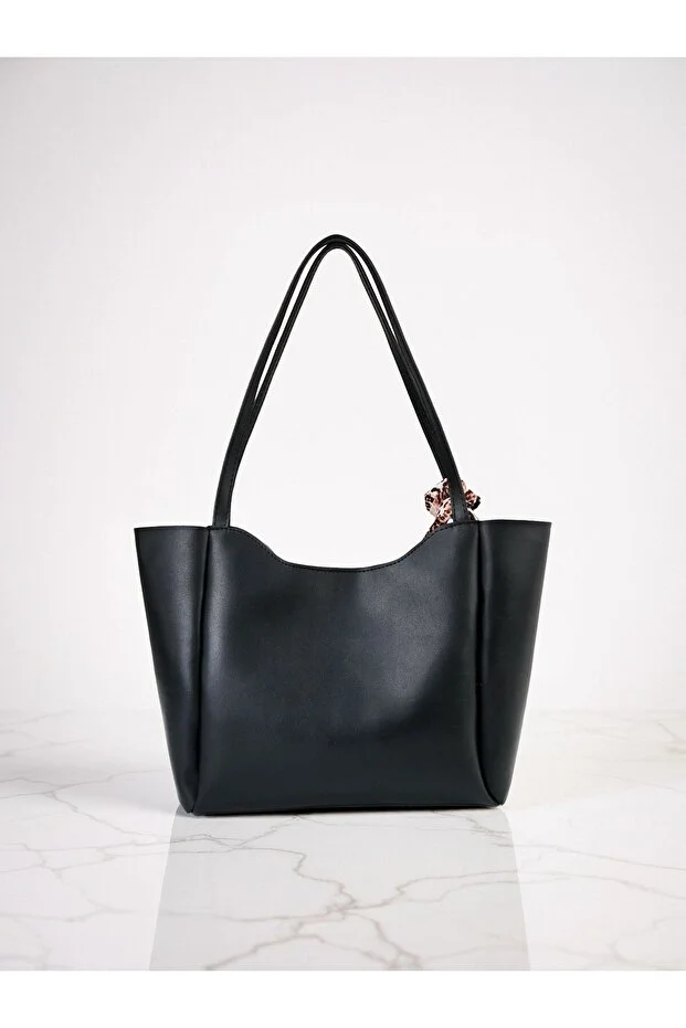 Kadın fularlı Fermuarlı Shopper El Ve Omuz Çantası